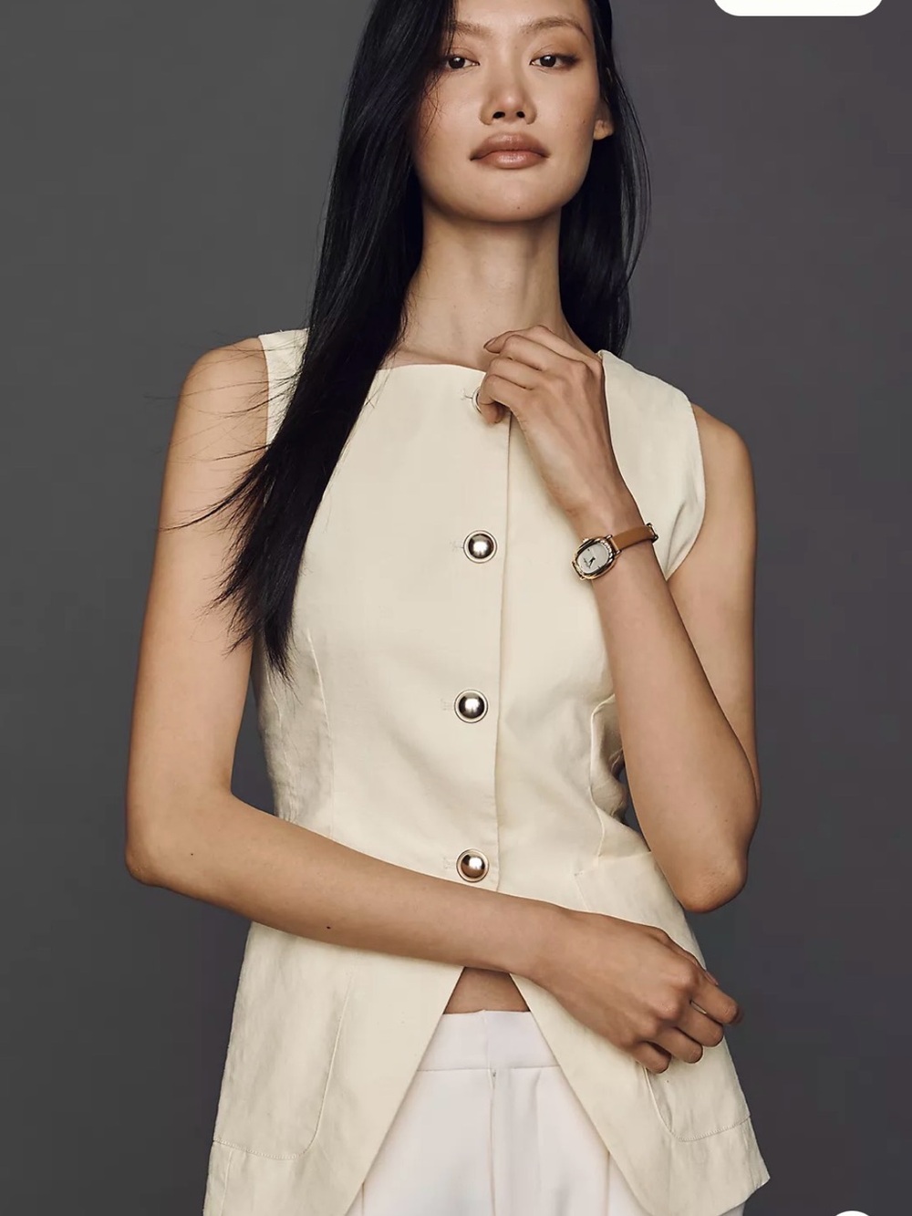 NWT Anthropologie Maeve Linen Blend Cutaway Vest
